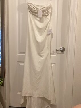 Lulu's Ivory Strapless Draped Maxi Dress